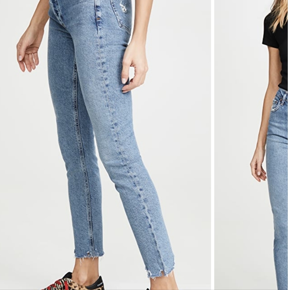 AGOLDE NICO HIGH RISE DISTRESSED JEANS LIGHT WASH WOMEN'S JEANS 25 - Picture 3 of 16